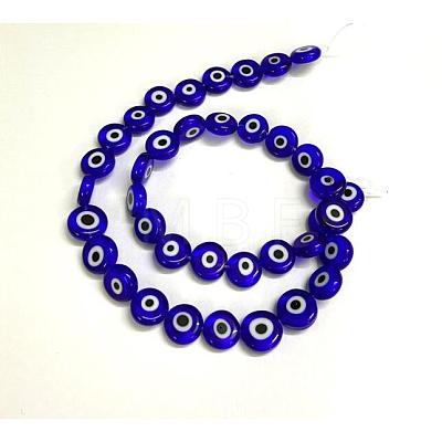 Handmade Evil Eye Lampwork Flat Round Bead Strands LAMP-L058-12mm-04-1