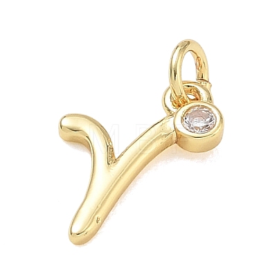 Brass Micro Pave Clear Cubic Zirconia Charms KK-D289-66G-R-1