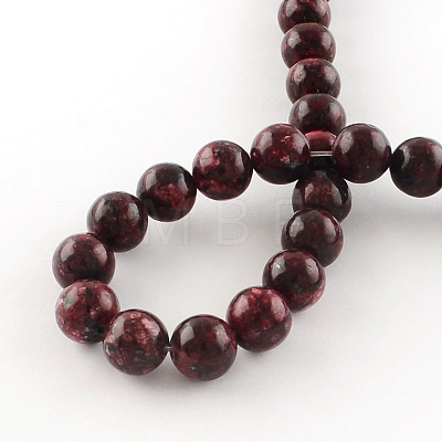 Dyed Natural Sesame Jasper Round Beads Strands X-G-R342-8mm-11-1