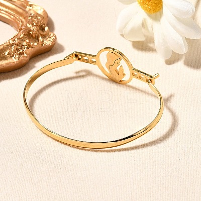 304 Stainless Steel Flat Round Link Bangles for Women BJEW-R014-01G-05-1