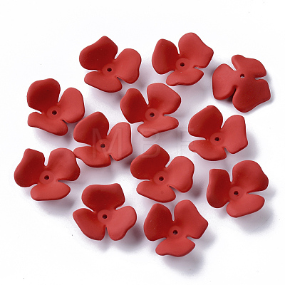 3-Petal Spray Painted Acrylic Bead Caps MACR-N007-01A-1