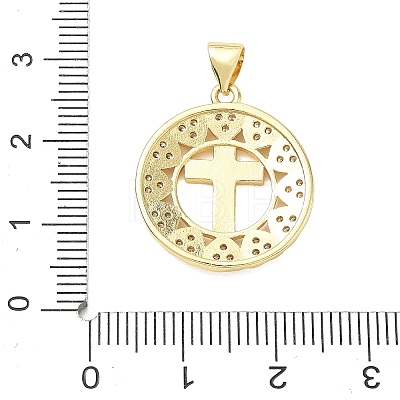 Religion Cross Brass Micro Pave Clear Cubic Zirconia Pendants CU-CBA83A6-03C-G02-1