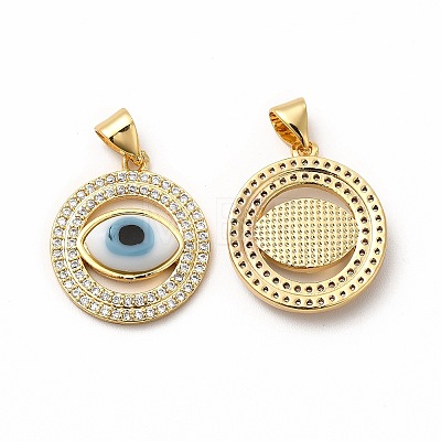 Rack Plating Real 18K Gold Plated Brass Micro Pave Clear Cubic Zirconia Pendants ZIRC-L102-07G-03-1