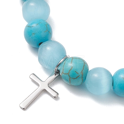 2Pcs Natural Howlite & Synthetic Turquoise Beads Stretch Bracelets BJEW-JB13286-1