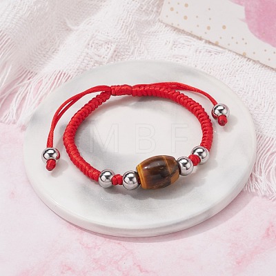 Natural Mixed Stone Barrel Beads Cord Bracelet for Her BJEW-JB07045-1