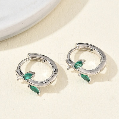 Brass Micro Pave Cubic Zirconia Hoop Earrings for Women EJEW-A167-12P-1
