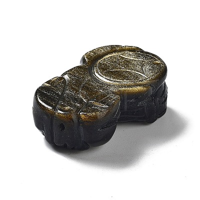 Feng Shui Natural Golden Sheen Obsidian Carven Pendants G-A169-034-1