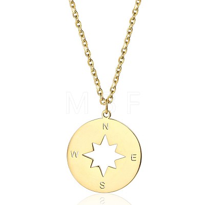 Fashionable Stainless Steel Compass Pendant Necklaces for Women's Daily Wear YQ3893-2-1