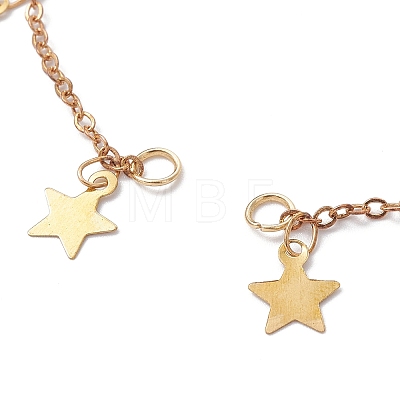 Star Brass Charm Cable Chain Link Bracelet Making AJEW-JB01150-46-1