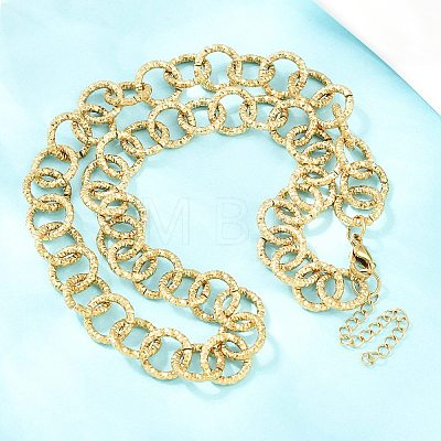 12MM 304 Stainless Steel Textured Ring Link Chain Necklaces for Women NJEW-Z115-11G-1