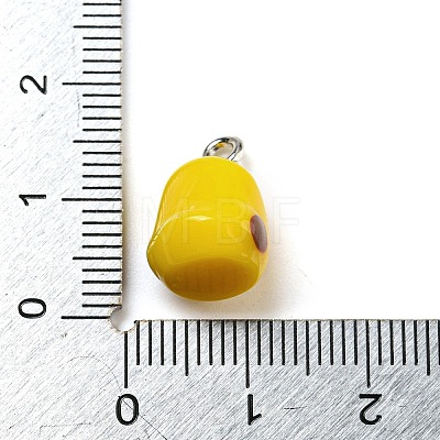 Opaque Resin Chick Charms with Platinum Plated Iron Loops FIND-M012-03-1