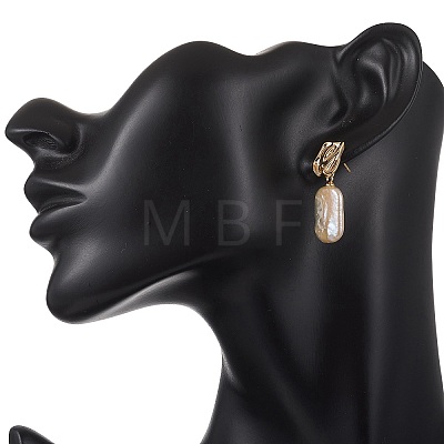 Rectangle Natural Keshi Pearl Dangle Stud Earrings EJEW-JE06975-1
