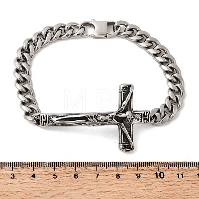 304 Stainless Steel Cuban Link Chains Bracelets BJEW-A092-05P-1
