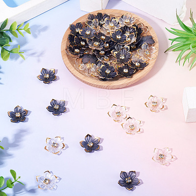 100Pcs 2 Colors Transparent Resin Sakura Flower Bead Caps RESI-TA0005-57-1