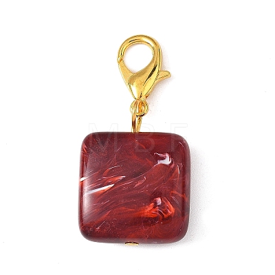 Square Acrylic Imitation Gemstone Pendant Decorations HJEW-JM04575-1