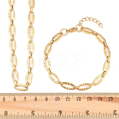 304 Stainless Steel Oval Link Chain Bracelet & Necklace Jewelry Sets SJEW-L199-03G-1