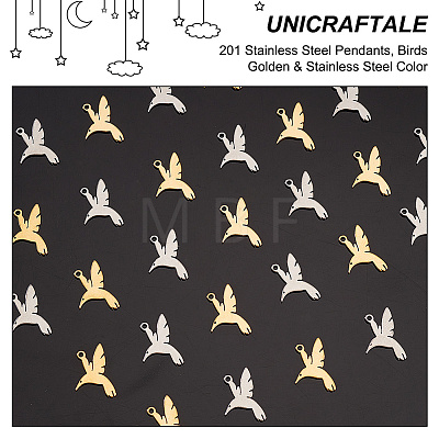 Unicraftale 40Pcs 2 Colors 201 Stainless Steel Pendants STAS-UN0049-41-1