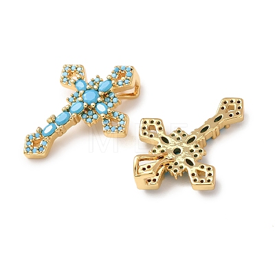 Brass Micro Pave Cubic Zirconia Pendants KK-C143-43B-G-1