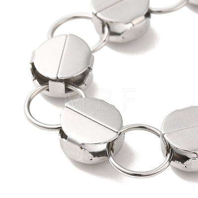 304 Stainless Steel Flat Round Link Chain Bracelet BJEW-Q776-02C-01-1