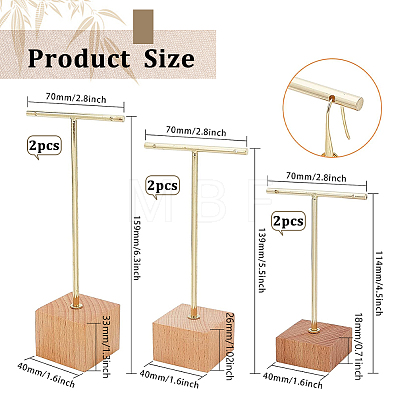 6Pcs 3 Sizes Iron T Bar Earring Display Stands EDIS-FG0001-77-1