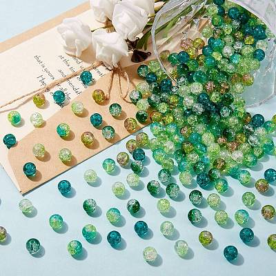 300Pcs 6 Colors Spray Painted Crackle Glass Beads CCG-SZ0001-11D-1