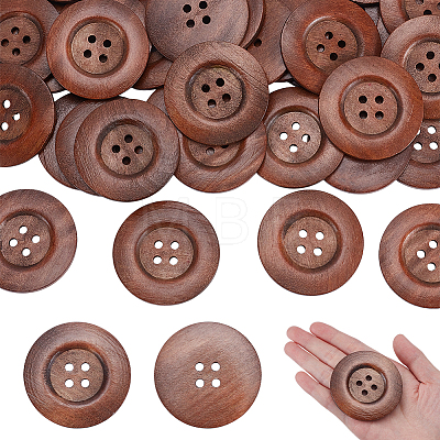 40Pcs 4-Hole Wood Buttons BUTT-UN0001-39-1