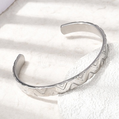 304 Stainless Steel Cuff Bangles for Women Men BJEW-H644-05P-1
