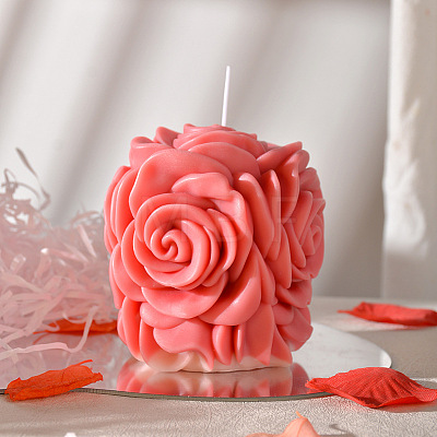 Valentine's Day 3D Rose Pillar DIY Candle Silicone Molds DIY-K064-03A-1
