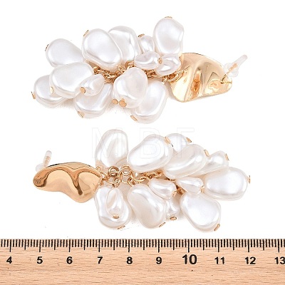 Alloy with Plastic Pearls Stud Tassel Earrings EJEW-Z172-06G-02-1