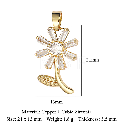 Brass Micro Pave Cubic Zirconia Pendants ZIRC-OY001-46G-1