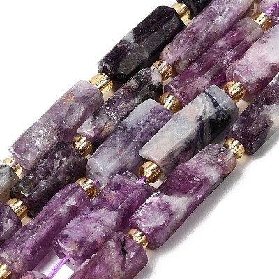 Natural Lepidolite/Purple Mica Stone Beads Strands G-D353-A17-1