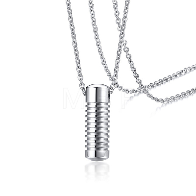Grooved Column Urn Ashes Pendant Necklace BOTT-PW0001-080P-1