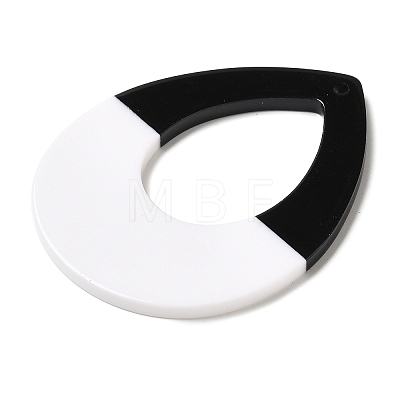 Black and White stitching Acrylic Big Pendants OACR-S143-01B-1