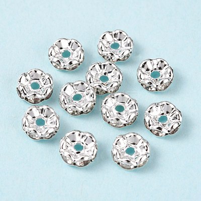 Brass Rhinestone Spacer Beads RB-A014-L8mm-01S-1
