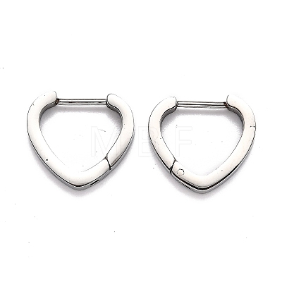 304 Stainless Steel Heart Huggie Hoop Earrings STAS-J033-15P-1