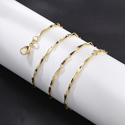 Brassl Twisted Bar Link Chain Necklaces for Men Women NJEW-G160-15G-1