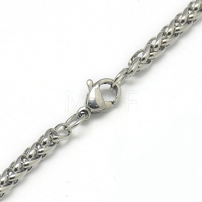 Trendy Men's 201 Stainless Steel Wheat Chain Necklaces NJEW-L043A-45P-1