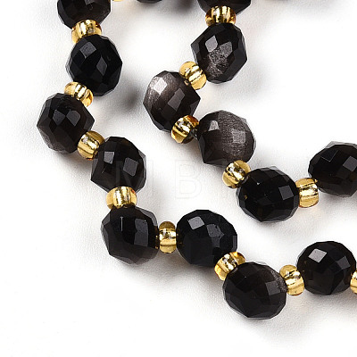 Natural Silver Obsidian Beads Strands G-T141-51-1