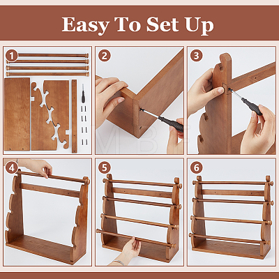 4-Tier Pine Wood Bracelet Organizer Display Riser Stands BDIS-WH0021-002-1