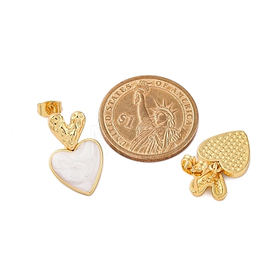 Rack Plating Heart Brass Stud Earrings for Women EJEW-C125-26G-1