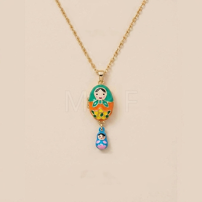 Magnetic Brass Enamel Egg with Girls Locket Pendant Necklaces for Women LS-KK-CBAF5B9-02G-01-1