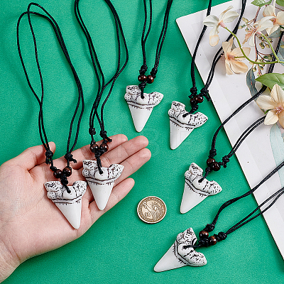 24Pcs Resin Tooth Shape Pendant Necklaces NJEW-GA0001-19-1