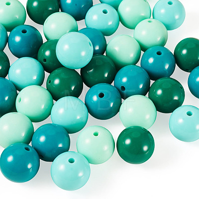 40Pcs 4 Colors Opaque Acrylic Beads MACR-TA0002-97A-1