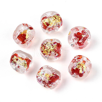 Handmade Foil Lampwork Beads Strands FOIL-T008-04F-1