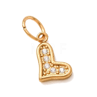 304 Stainless Steel Micro Pave Clear Cubic Zirconia Charms CU-CBAB6EC-22G-1