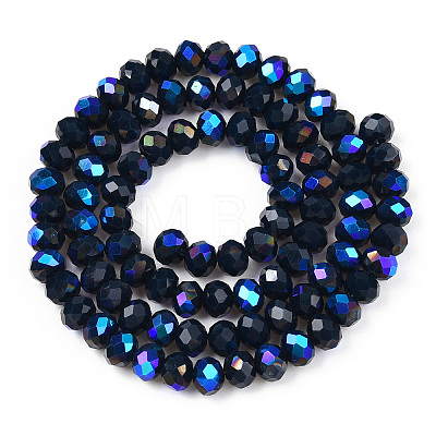 Electroplate Opaque Solid Color Glass Beads Strands EGLA-A034-P6mm-L22-1