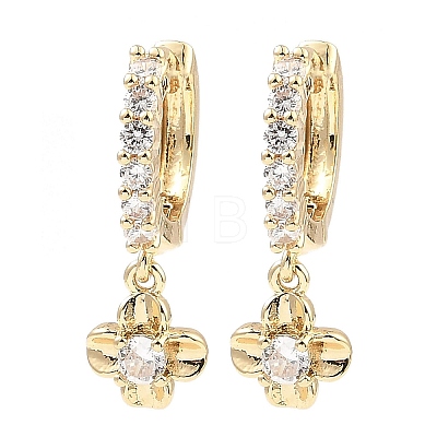 Brass with Cubic Zirconia Dangle Hoop Earrings EJEW-G362-05KCG-1