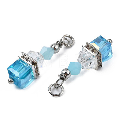 Faceted Transparent Glass Charms GLAA-Q026-08-1