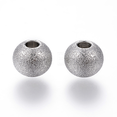 201 Stainless Steel Textured Beads X-STAS-P108-05-1