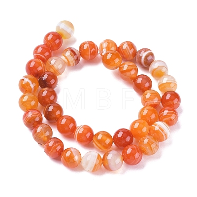 Natural Striped Agate/Banded Agate Beads Strands G-G582-10mm-62-1